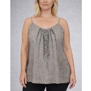 Eileen Fisher Organic Linen Sequin Tank Minimalist Neutral Top Size Large
